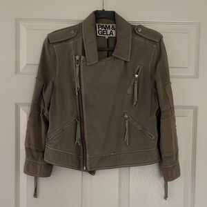 Pam & Gela Green Moto Jacket Size M